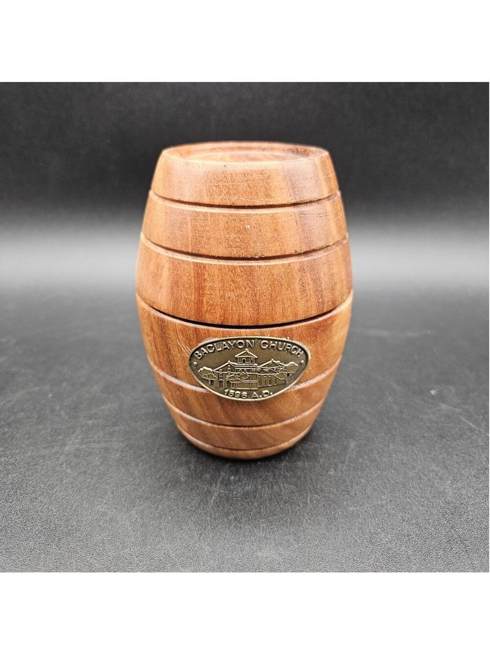 Wood Turned Barrel Trinket Rosary Box Baclayon Church Roman Catholic Philippines